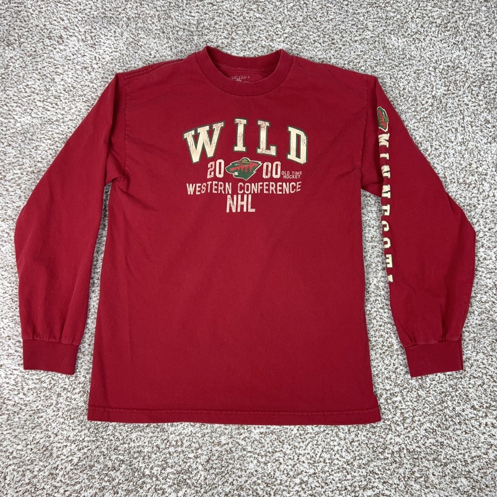Minnesota‎ Wild Shirt Mens Medium NHL Hockey Long Sleeve Old Time Hockey Tee T